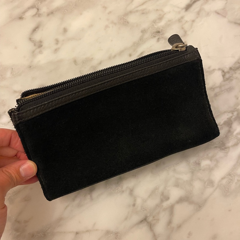 Franchetta Bond Black Leather & Suede Pouch